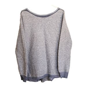 XL Mohair Sweater Blue Gray Lace Peekaboo Career Business Mature Capsule Teacher